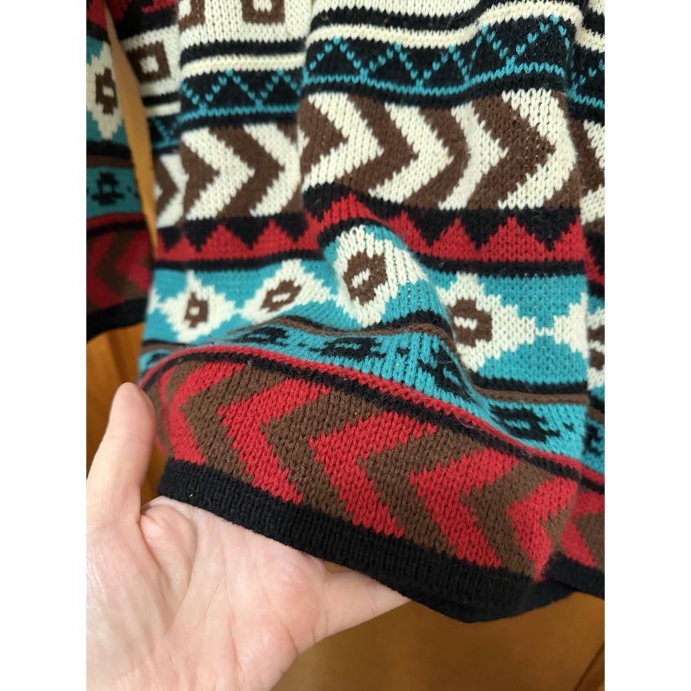 VTG 80s 90s Croquet Club Geometric Knit Jumper Sweater Large Coogi Style Cosby - Picture 7 of 9